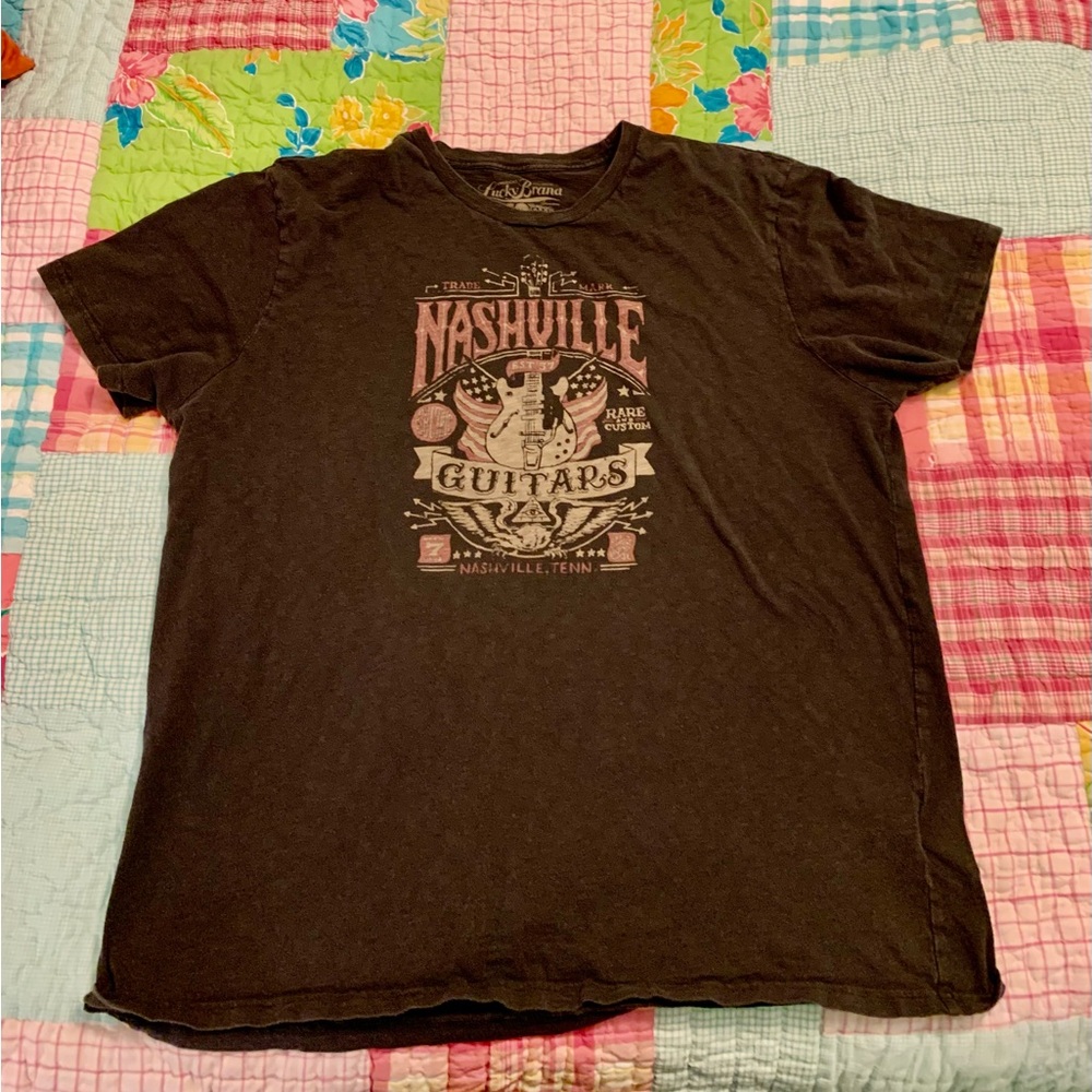 Lucky Brand Black Nashville Guitars Short Sleeve Tee Size XXL